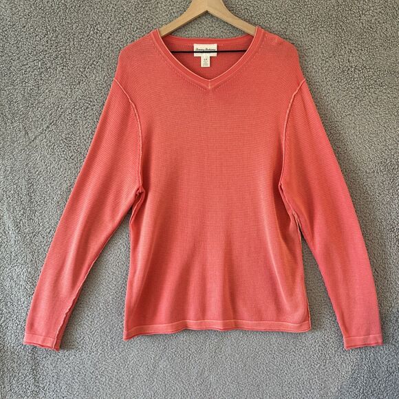 Tommy Bahama Reversible Sweater Small Petite V-Neck Pullover Coral Orange SP - Picture 1 of 13